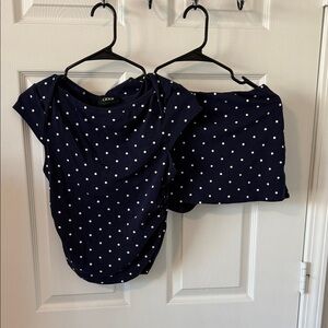 Cider Navy & White Polka Dot Coordinated Top and Skirt Set
